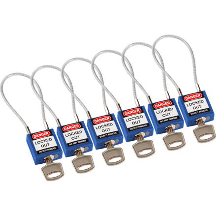 Compact Cable Padlock Blue 20cm KD/6PK