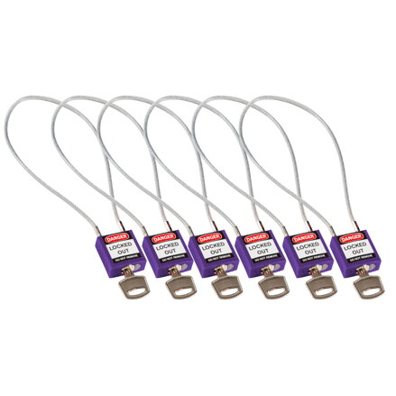 COMPACT CABLE PADLOCK PURPLE 40CM KA/6PK