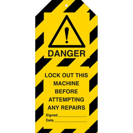 TAG-E-LOCK OUT THIS MACHINE BEF..-110X50